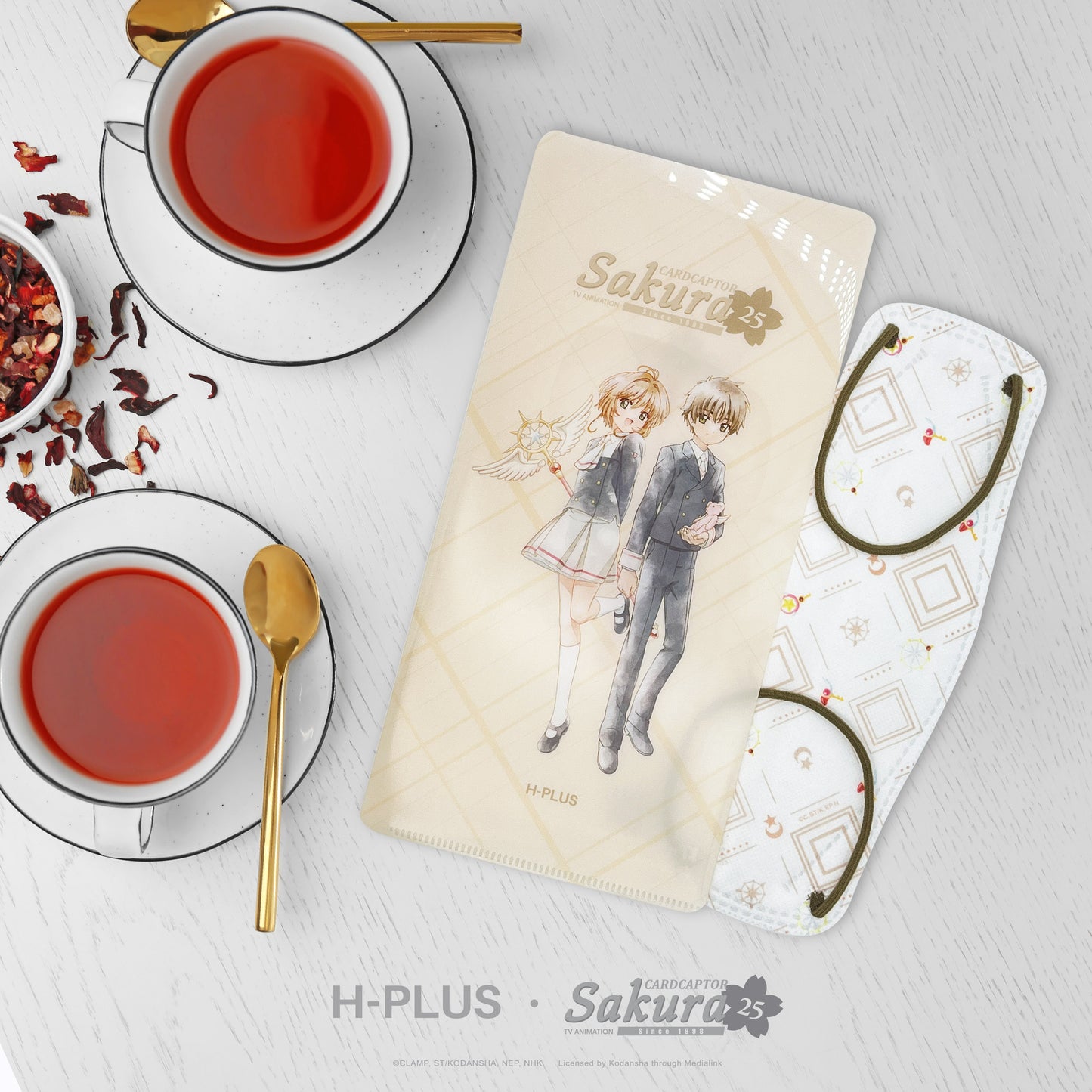 百變小櫻系列 • 多功能口罩夾 • Water color – 小櫻與小狼 (Almond)